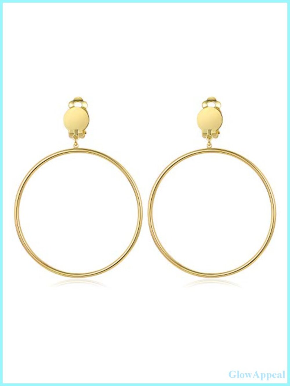 Large 2 Inch Clip On Hoop Earrings Lightweight Nickel Free Gold
